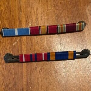 VTG WWII Korean War Ribbon Bar Lot Military Suplus Pins Uniform Medals Pair